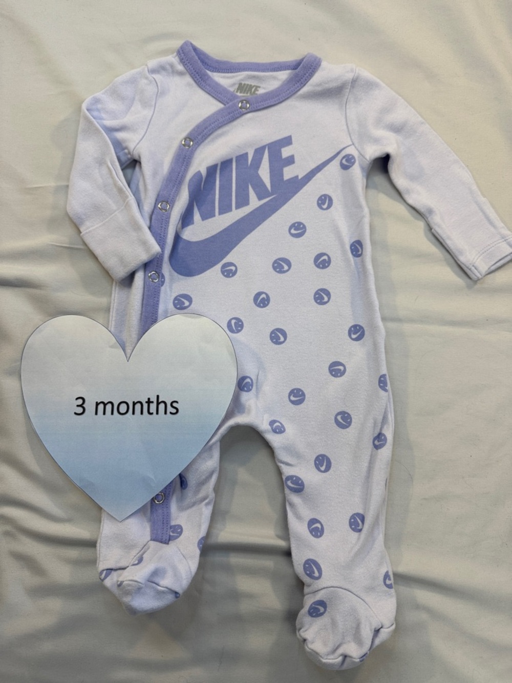 Nike - long sleeve footed convertible sleeper/jumpsuit/romper. Size 3 mo…